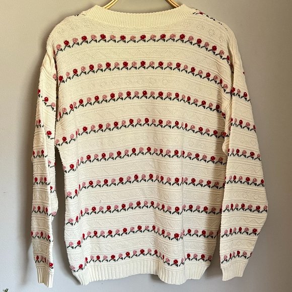 Cottagecore Knit Floral Print Sweater - Picture 7 of 10
